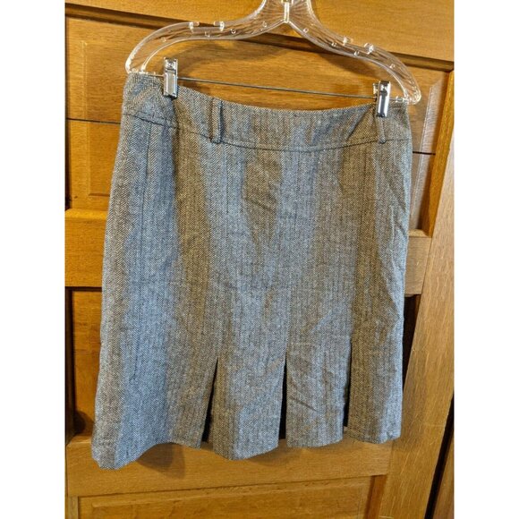 Dressbarn Size 10 Skirt Herringbone Brown Tan Pleated Lined Wool Blend - Picture 1 of 5